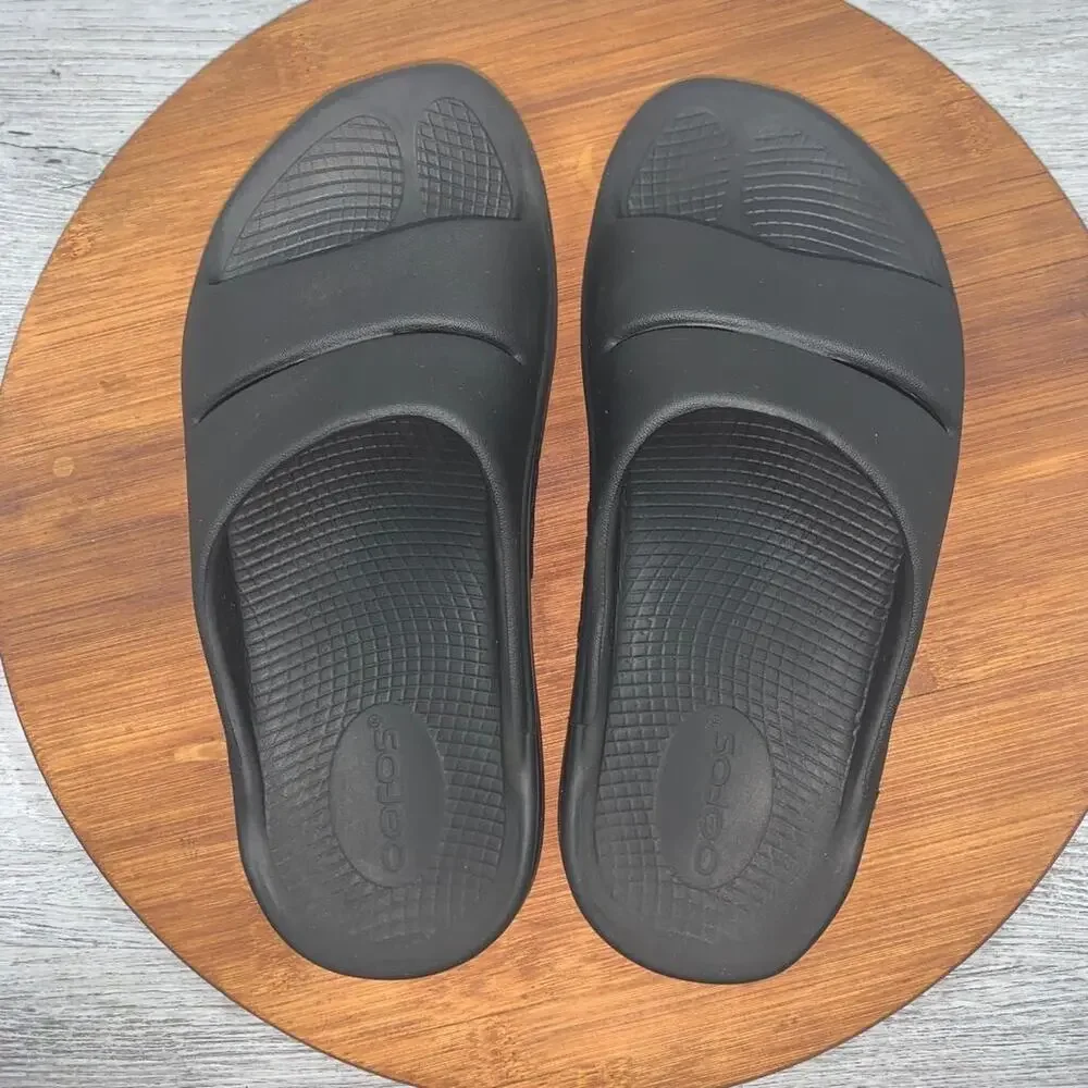 OOFOS OOahh Sport Slide Recovery Sandals Black Mens Size 4 Womens Sz 6 Comfort